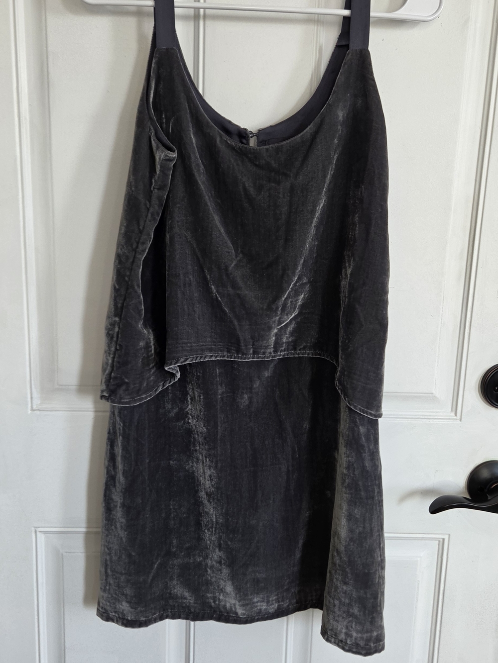 PJK Patterson J. Kincaid Boho Charcoal Velvet Mini Dress (D8)